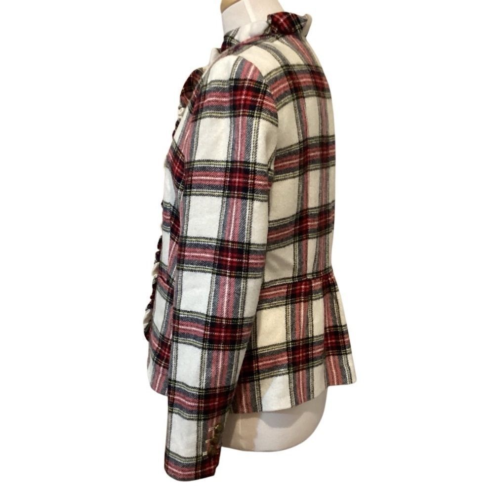 NWT Talbots Shetland Plaid Ruffle Trim Wool Jacket Size 8 - Picture 5 of 13